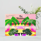 Moderne palmboom kleurig festival regenboogbruilof (Staand voorkant)