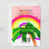 Moderne palmboom kleurig festival regenboogbruilof (Achterkant)