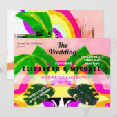 Moderne palmboom kleurig festival regenboogbruilof (Voorkant / Achterkant)