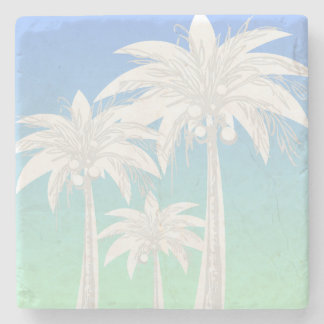 Moderne palmboom Kustblauwe Groene Hemel Ombre Stenen Onderzetter