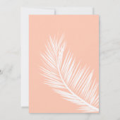 Moderne palmboom perzik zalm save the date kaart (Achterkant)