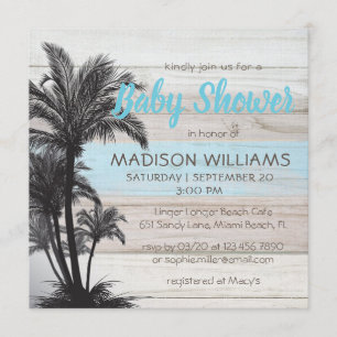 Moderne palmboom Tropisch strand Chic-Baby shower Kaart