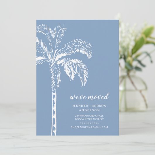 Moderne palmboom verhuis aankondiging (Staand voorkant)