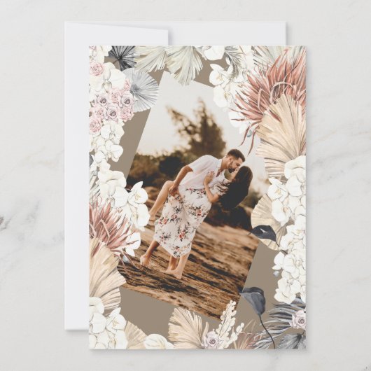 Moderne pampas boho bek zomer arch bewaar de datum save the date (Achterkant)