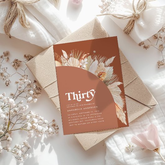 Moderne pampas gras 30ste verjaardag terracotta