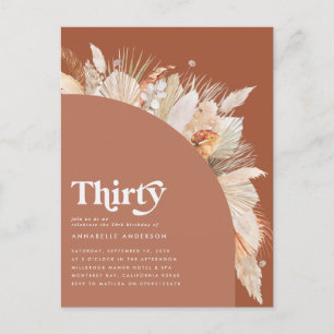 Moderne pampas gras 30ste verjaardag terracotta briefkaart
