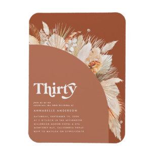 Moderne pampas gras 30ste verjaardag terracotta magneet