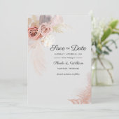 Moderne Pampas Gras Bloemrijke Script Bewaar De Da Save The Date (Staand voorkant)