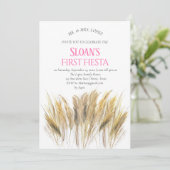 Moderne Pampas gras eerste Fiesta roze verjaardag Kaart (Staand voorkant)