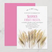 Moderne Pampas gras eerste Fiesta roze verjaardag Kaart (Voorkant / Achterkant)