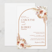 moderne pampas grass bohemian terracotta bruiloft  kaart (Voorkant / Achterkant)