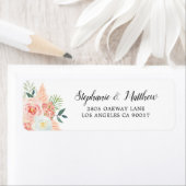 Moderne Pampas Grass Rozen Foliage bruiloft Etiket (Insitu)