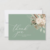 Moderne pampas grassalie groene bruiloft bedankkaart (Voorkant)