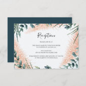 Moderne Pampas groen loof bruiloft receptie Informatiekaartje (Voorkant / Achterkant)