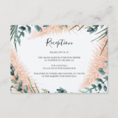 Moderne Pampas groen loof bruiloft receptie Informatiekaartje (Voorkant)