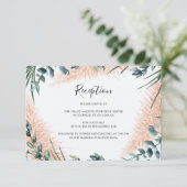 Moderne Pampas groen loof bruiloft receptie Informatiekaartje (Staand voorkant)