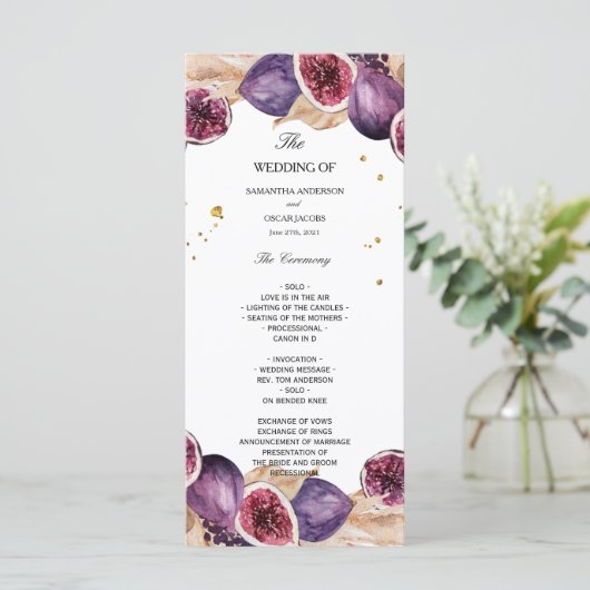 Moderne Pampas & Paarse Vijgen Schoonheid Kader Menu (Staand voorkant)