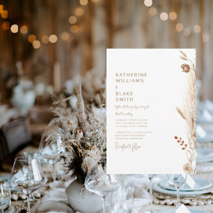 Moderne pampa's samen met gouden tekst bruiloft kaart