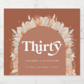 Moderne pampas terracotta, 30ste verjaardag sparkling wijnetiket (Enkel label)