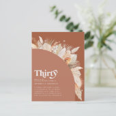 Moderne pampasgras 30e verjaardag terracotta briefkaart (Staand voorkant)