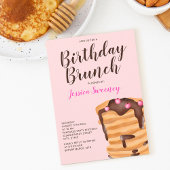 Moderne pancake verjaardagsbrunch illustratie roze kaart
