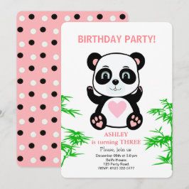 Moderne Panda Beer Kinderen Verjaardagsuitnodiging Kaart