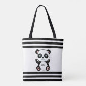 Moderne panda beer & zwart wit gestreept tote bag (Achterkant)
