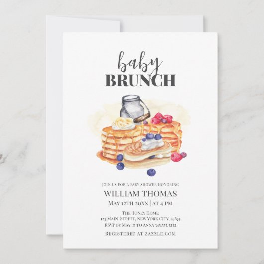 Moderne Pannenkoek Baby Brunch Baby shower Kaart (Voorkant)