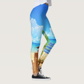 Moderne panorama-patroon van de strandoceaan leggings (Rechts)