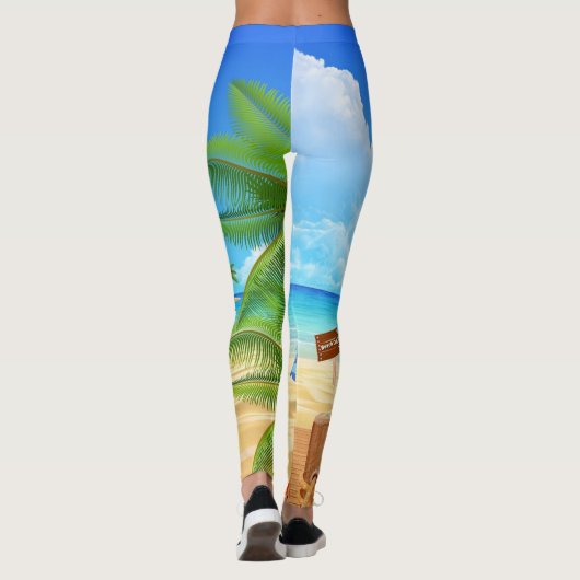 Moderne panorama-patroon van de strandoceaan leggings (Achterkant)