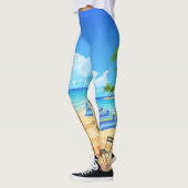 Moderne panorama-patroon van de strandoceaan leggings (Links)