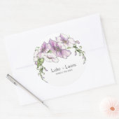 Moderne Pansy bruiloft Ronde Sticker (Envelop)