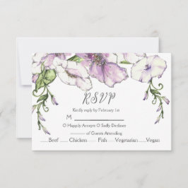 Moderne Pansy bruiloft RSVP Kaartje