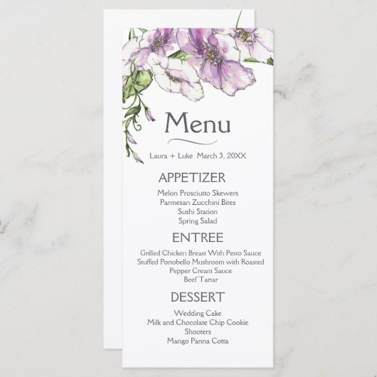 Moderne Pansy Menu (Voorkant / Achterkant)
