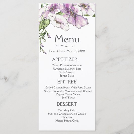 Moderne Pansy Menu (Voorkant)