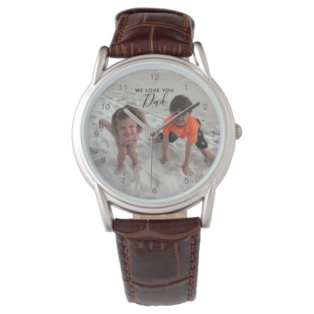 Moderne pap Kinder fotovaderdag Horloge (Voorkant)
