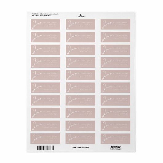 Moderne pap Love Blush Return Address Label (Full Sheet)