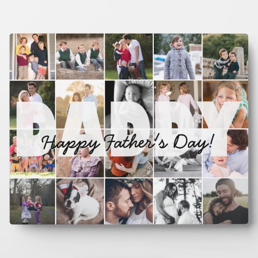Moderne papa 20 Foto Collage Happy Vaderdag Fotoplaat (Voorkant)