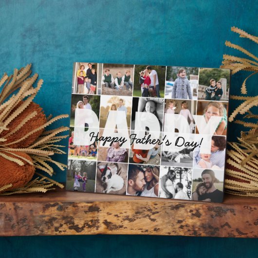 Moderne papa 20 Foto Collage Happy Vaderdag Fotoplaat (Zijkant)