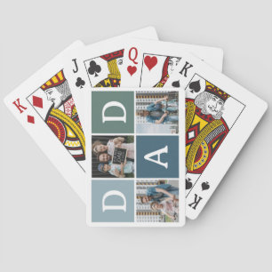 Moderne 'PAPA' 3 Foto Cadeau Pokerkaarten