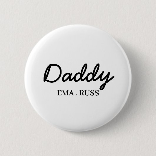 Moderne Papa | Aangepaste Kinder Namen Stijlvolle Ronde Button 5,7 Cm (Voorkant)