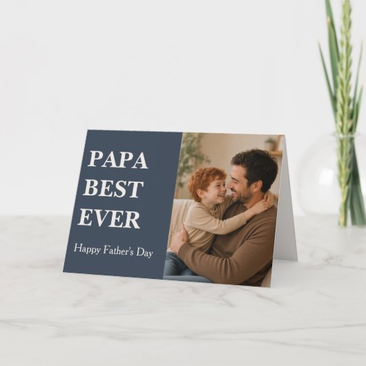 Moderne PAPA BEST EVER Fotokaart - Vaderdag Kaart (Voorkant)