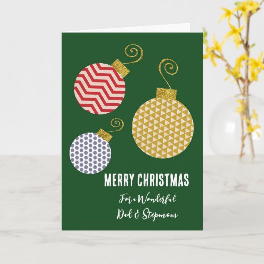 Moderne papa en stiefmoeder Vrolijk Kerstfeest Kaart (Gele Bloem)