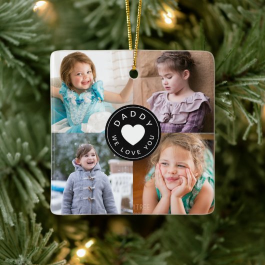 Moderne papa We houden van je foto Collage Keramisch Ornament (Boom)