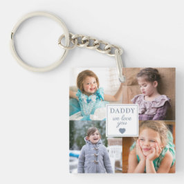 Moderne papa we houden van jou 4 foto collage sleutelhanger