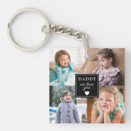 Moderne papa we houden van jou 4 foto collage sleutelhanger