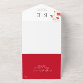 Moderne papaver rode bloemen monogram bruiloft all in one uitnodiging (Buitenkant)