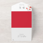 Moderne papaver rode wilde bloemen monogram bruilo all in one uitnodiging (Buitenkant)