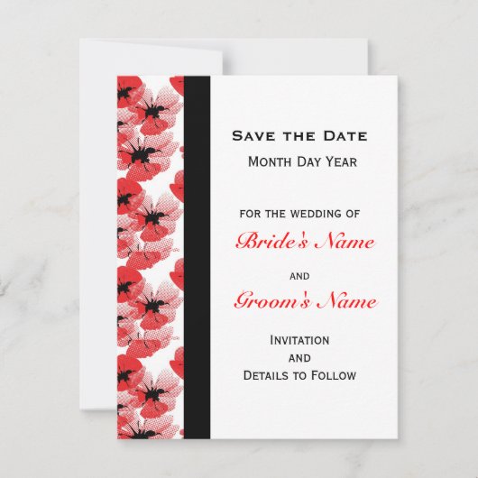 Moderne papaver sla de datum op save the date (Voorkant)