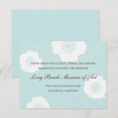 Moderne papaver-weddenschapskaart - Aqua Blue Informatiekaartje (Voorkant / Achterkant)